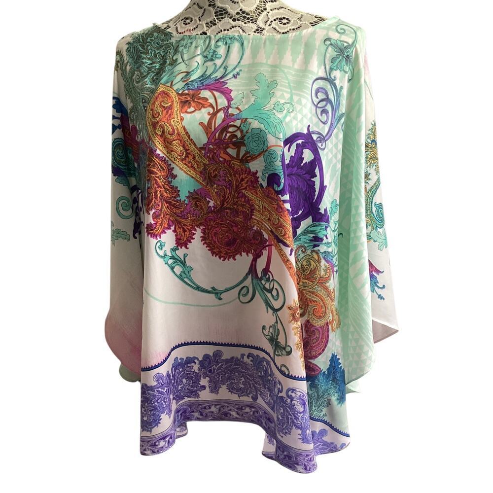 Chicos multi-colored paisley patterned  lightweight  blouse L/XL
